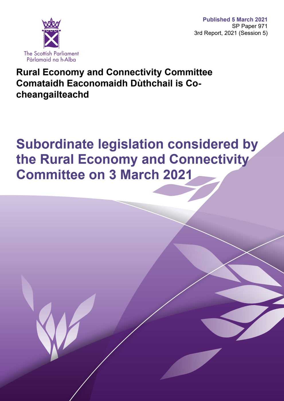 Rural Economy and Connectivity Committee 3rd Report, 2021: Subordinate legislation considered by the Rural Economy and Connectivity Committee on 3 March 2021