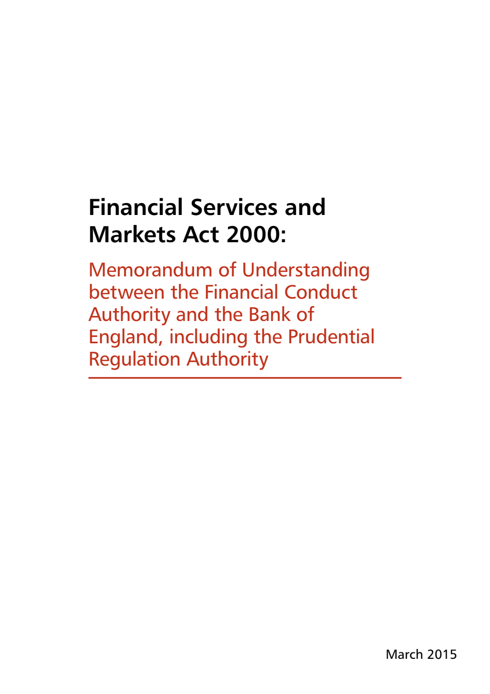 Financial Services and Markets Act 2000 Memorandum of Understanding